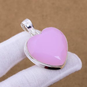 Handmade Rose Quartz Heart Pendant: 925 Sterling Silver