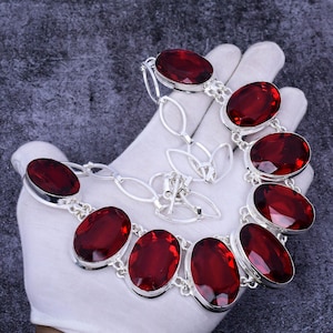 Mozambique Garnet Necklace, 925 Sterling Silver Necklace, Adjustable Chain Necklace, Beautiful Necklace Handmade Jewelry Valentine Day Gift