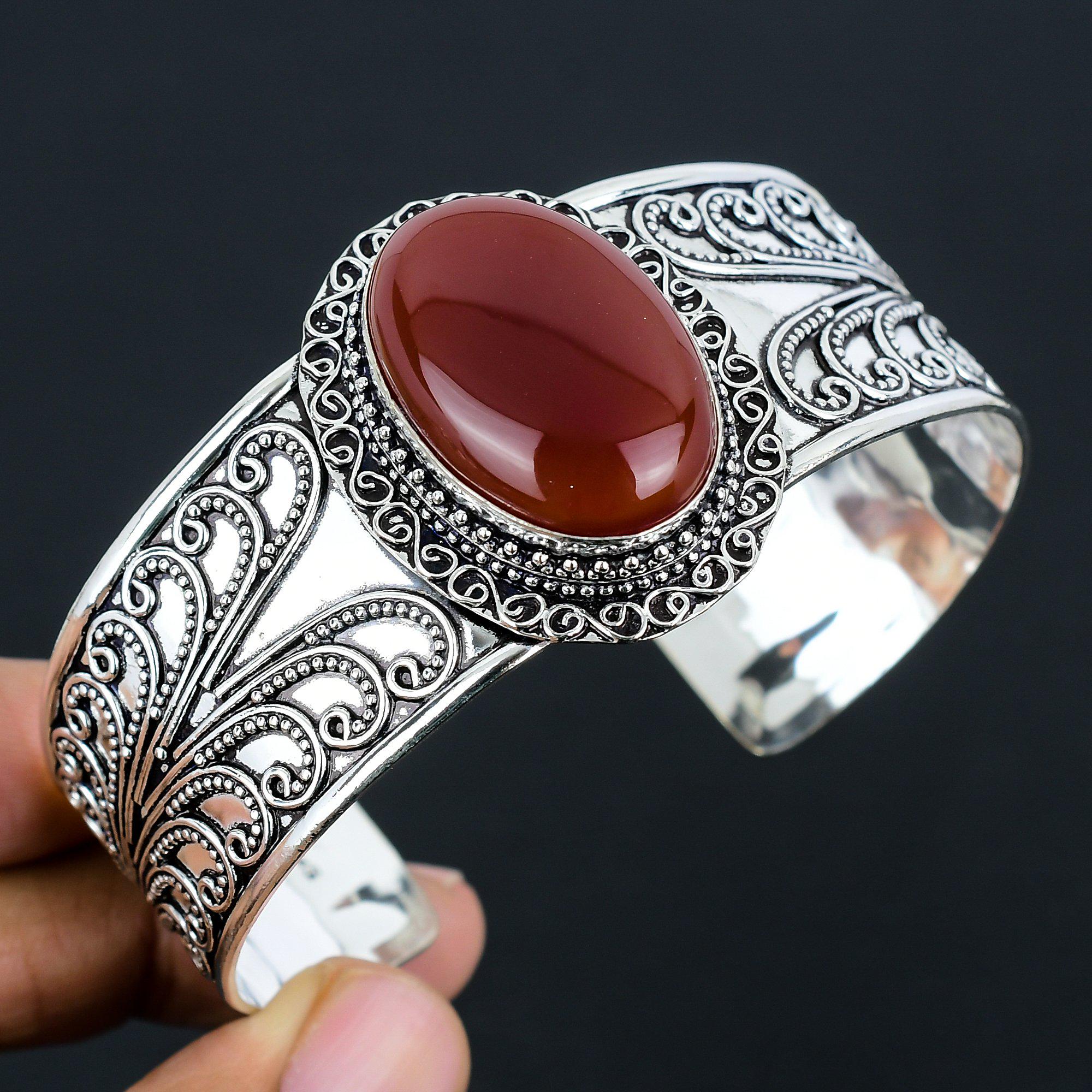Carnelian Bracelet 925 Silver - Etsy