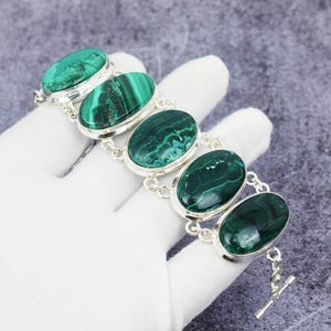 Natürliche Malachit Edelstein Armband 925 Sterling Silber Armband Boho Armband handgemachte Schmuck Geschenk für sie verkauft Silber
