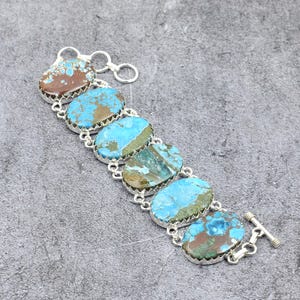 Tibetan Turquoise Sterling Silver Bracelet: Bohemian Gemstone Jewelry