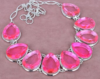 Pink Kunzite Necklace: Sterling Silver Adjustable Bohemian Jewelry