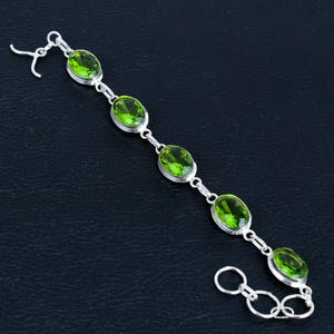925 Sterling Silver Peridot Bracelet: Multi Gemstone Jewelry, August Birthstone