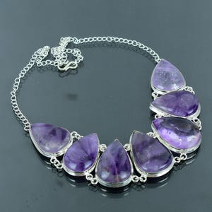 Handmade Amethyst 925 Sterling Silver Necklace Jewelry Set
