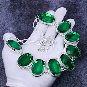 Chrome Diopside Gemstone Necklace, 925 Sterling Silver, Adjustable Handmade Necklace, Chain Necklace, Bridal  Jewelry, Women Jewelry Gift