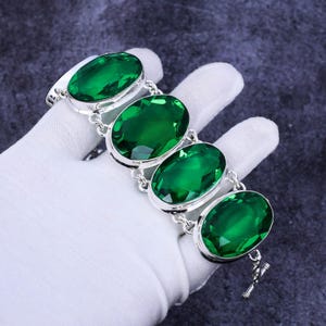 Chrome Diopside Sterling Silver Bracelet: Handmade Gemstone Jewelry