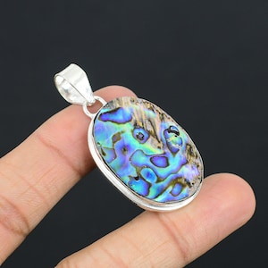 Handgefertigter Abalone Muschel Anhänger: 925 Sterling Silber Halskette