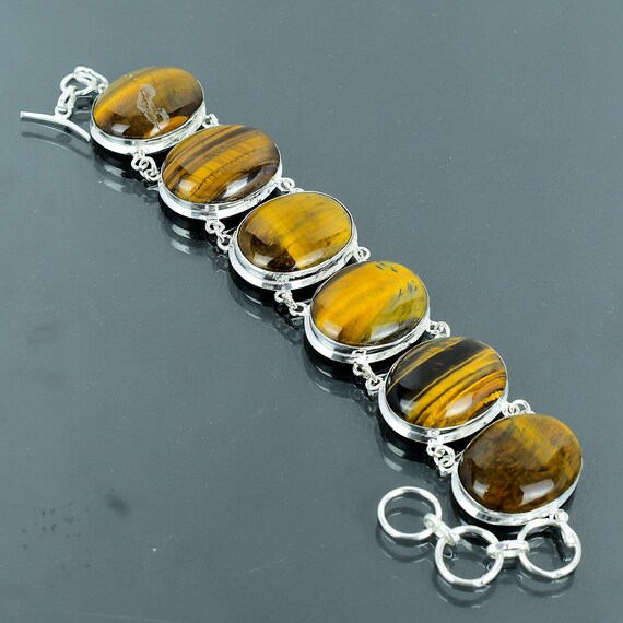Tigre Eye Bracelet 925 Argent Sterling Bracelet Lien Cadeau pour Elle