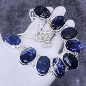 Handmade Sodalite 925 Sterling Silver Necklace - 18 Inch