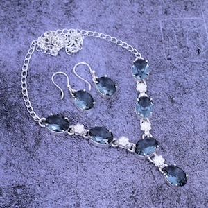 Alexandrite Gemstone Necklace & Earring Set: Handmade Sterling Silver Jewelry
