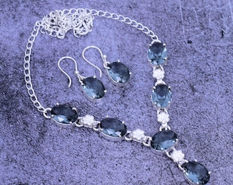 Alexandrite Gemstone Necklace & Earring Set: Handmade Sterling Silver Jewelry