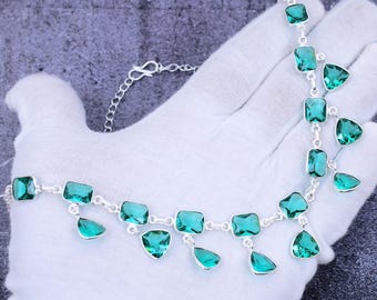 Collana con pietra preziosa di apatite verde: ciondolo in argento sterling boho