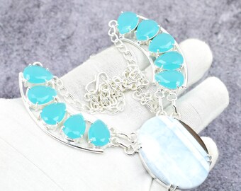 Owyhee Opal Necklace: Bohemian Sterling Silver Chalcedony Jewelry