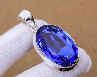 Iolite Gemstone Pendant: Handmade 925 Sterling Silver Jewelry