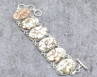 Wildes Pferd Edelstein Armband: Boho 925 Sterling Silber Schmuck