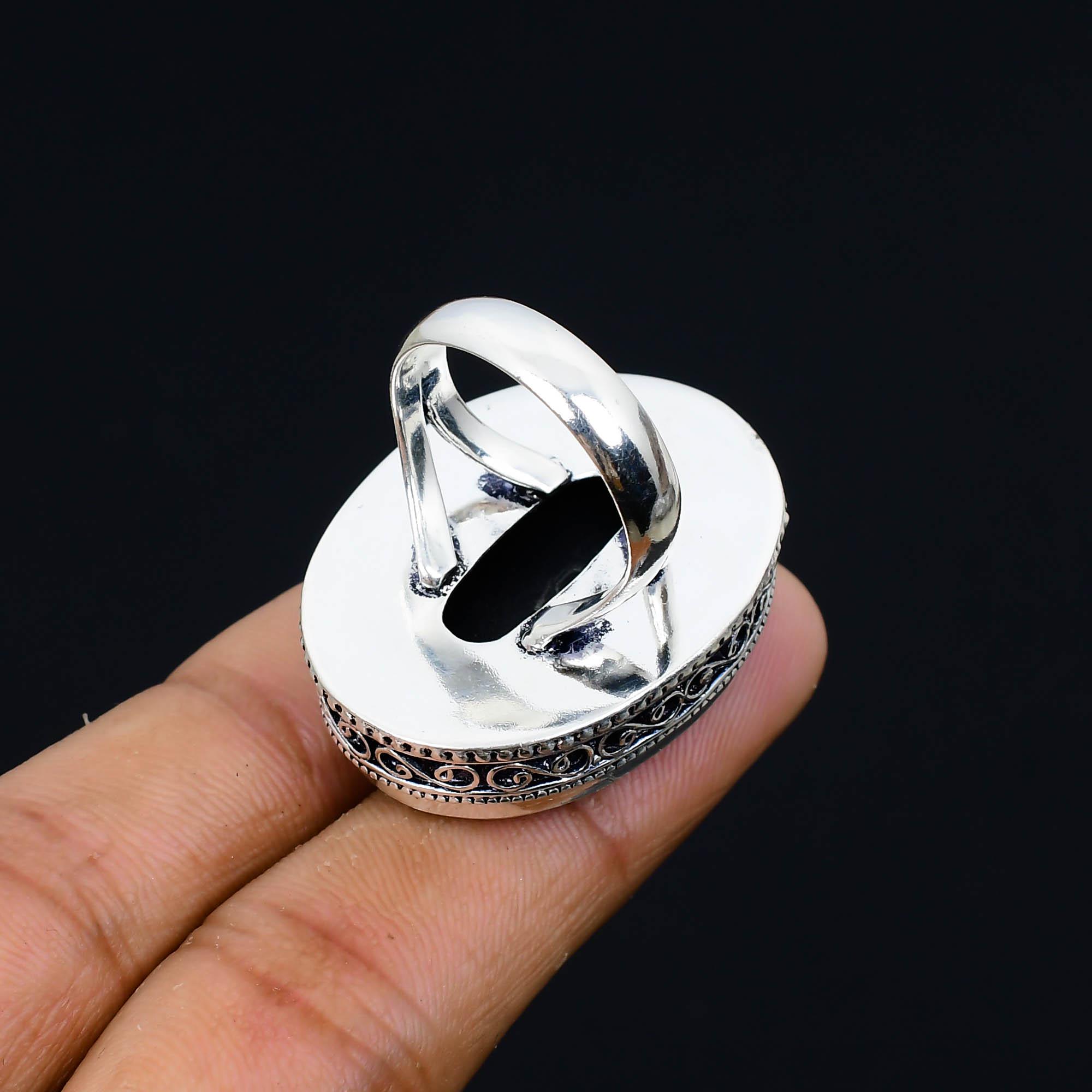 ハンドメイドのアワビ貝リング：925スターリングシルバーの宝石 