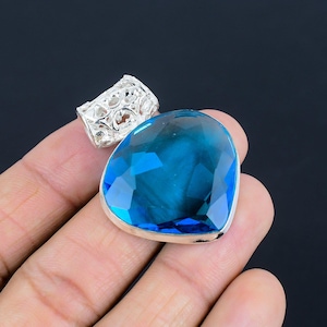Swiss Blue Topaz Pendant 925 Sterling Silver Jewelry Pendant Women Jewelry Bohemian Pendant