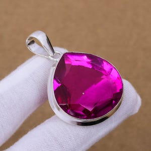 Handmade Pink Rubellite 925 Sterling Silver Pendant: Healing Stone