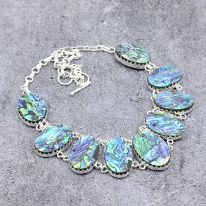Abalone Shell Necklace: Sterling Silver Bohemian Jewelry