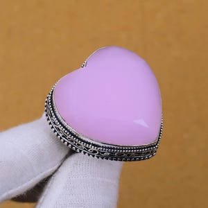 Heart Shape Rose Quartz Ring, Gemstone Ring, Vintage Ring, 925 Sterling Silver Ring, Ring For Love, Valentine Day Gift For Her, Boho Ring