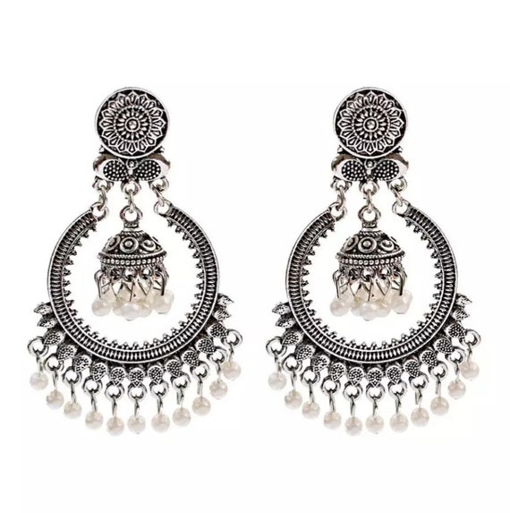 Gypsy Indian Bell Dangle Earrings Set - Retro 4pair/set Round Bell Tassel  Hollow Jhumka Earrings for Women, Metal, not known : Amazon.sg: Fashion