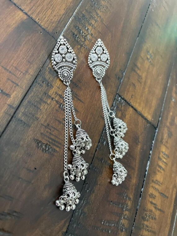 Indian Earrings Long Hanging Jhumka Earrings Indian Jewelry