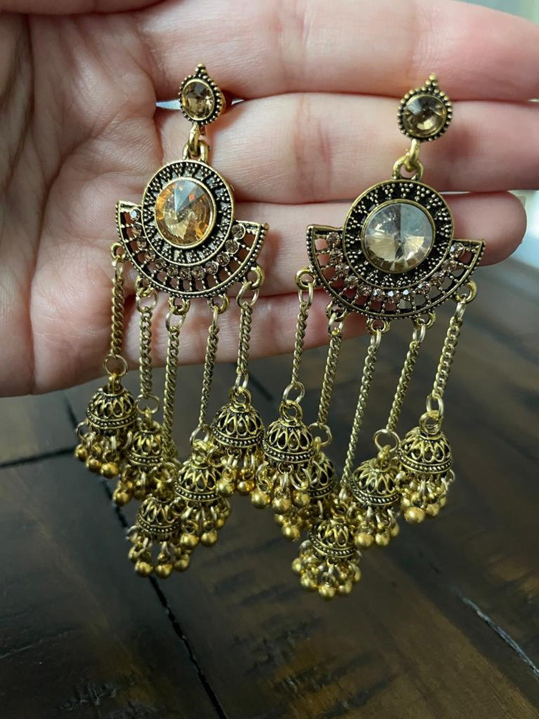 Gold Plated Jhumka big Jhumki Earrings South Indian Jewelry Jhumki Earrings  Indian Gold Plated Earrings Traditional Jhumka - Etsy