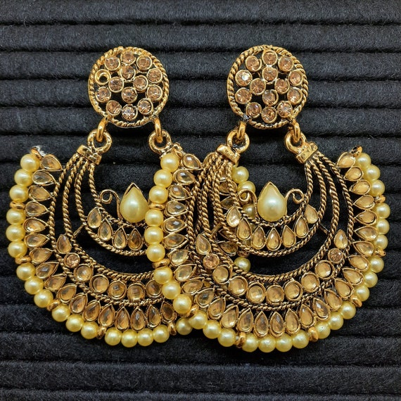 Ethnic Indian Style Turquoise Stone and Shell Pearl Gold Plated Chand –  Indian Designs
