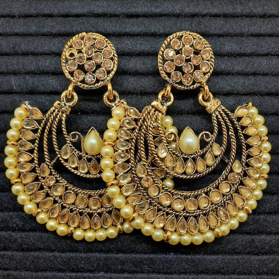 Ethnic Indian Style Turquoise Stone and Shell Pearl Gold Plated Chand –  Indian Designs