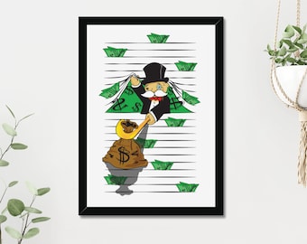 Money for Grabs Mr Money Bags Digital Wall Art