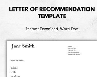 Letter of Recommendation Template | Includes free eBook