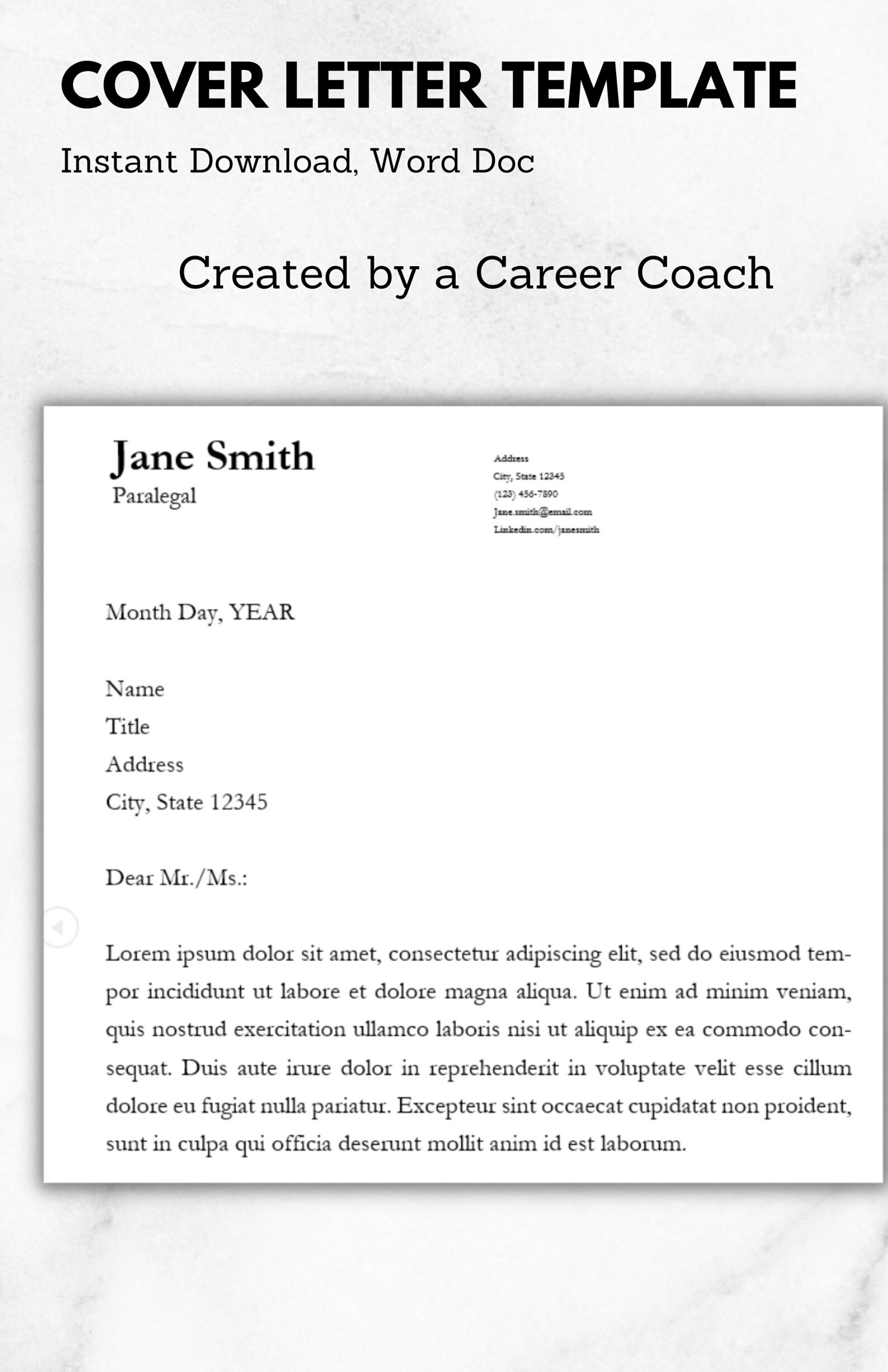 Cover Letter Template word Includes Free Ebook - Etsy
