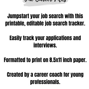 Printable Job Search / Job Application Tracker Includes Free eBook image 2