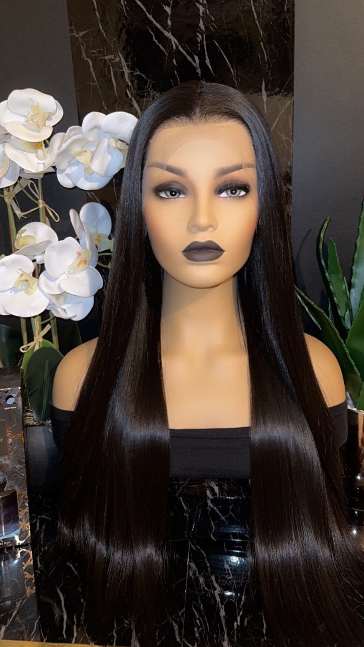 Straight Jet Black Lace Front Wig High Quality Wig With Middle Part