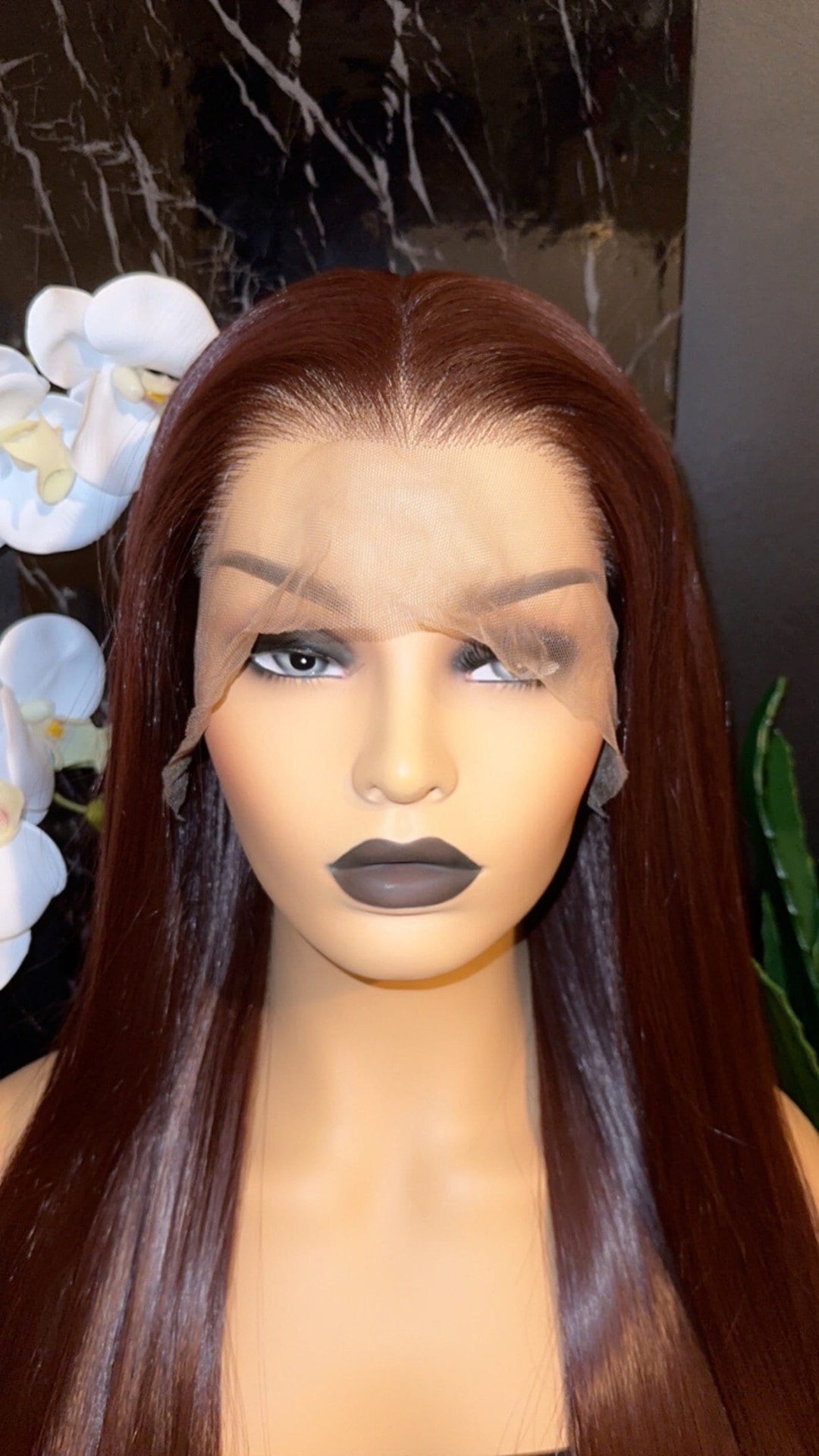 Straight Striking Burgundy Wig High Quality Synthetic Wig 136 Etsy