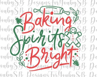 Baking Spirits Bright PNG Format | Weihnachtshemden | Sublimation | Druckfertig | Weihnachtskekse | Weihnachts backen | Kochshirt