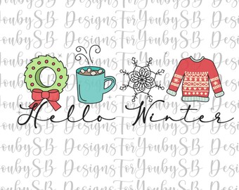 Hello Winter PNG | Winter Sublimation | Sofort Download | Winterwetter | Winter Sublimation Design