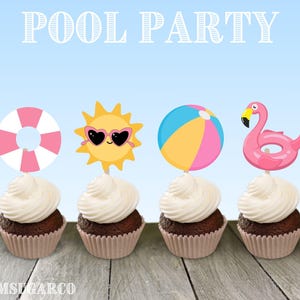 Last Splash Flamingo Pool Party Cupcake Topper Party Decorations