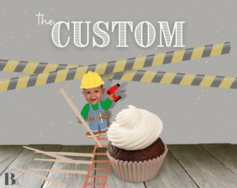 Custom Designed Party Decoration Cupcake Topper Sticker Party Favors Custom Photo