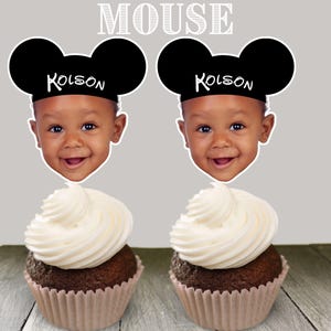 Mouse Ears Hat Birthday Party Cupcake Toppers Photo Custom Mouse Clubhouse