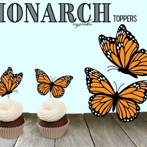 Monarch Butterfly Cupcake Toppers  Sandwich pick Brunch Table Scape Decor Summer Spring butterfly Baby shower Decoration