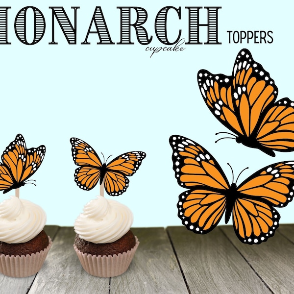 Monarch Butterfly Cupcake Toppers  Sandwich pick Brunch Table Scape Decor Summer Spring butterfly Baby shower Decoration