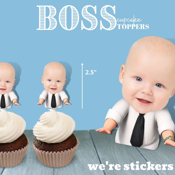 Boss Baby Birthday Cupcake Treat Topper Custom Photo Party Decorations Stickers