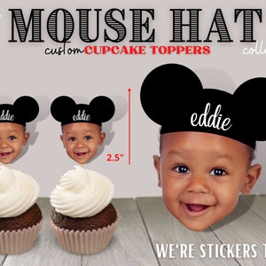 Mouse Ears Hat Birthday Party Cupcake Toppers Photo Custom Mouse Clubhouse