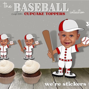 Baseball Birthday Party Cupcake Topper Custom Photo big league major