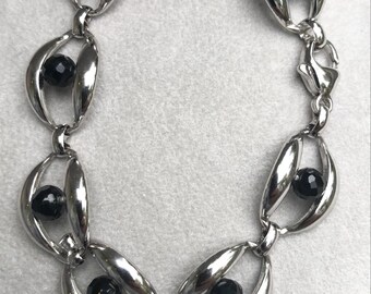 Vintage Sterling WRE Bracelet with Faceted Glass Beads Size 7 (891a)17