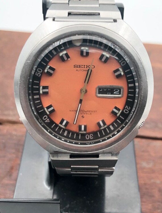 Vintage Seiko 6106 Orange Dial Watch Restored by Seiko 2016 - Etsy