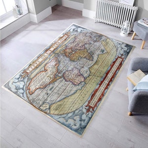 Carte du monde, tapis moderne, tapis rétro, tapis personnalisé, tapis de décoration d'intérieur, tapis pour le salon, tapis artistique, tapis antidérapant, tapis décoratif, carpette, 7