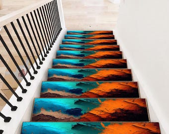Abstract Stair Treads: Colorful Non-Slip Stair Runner Mat