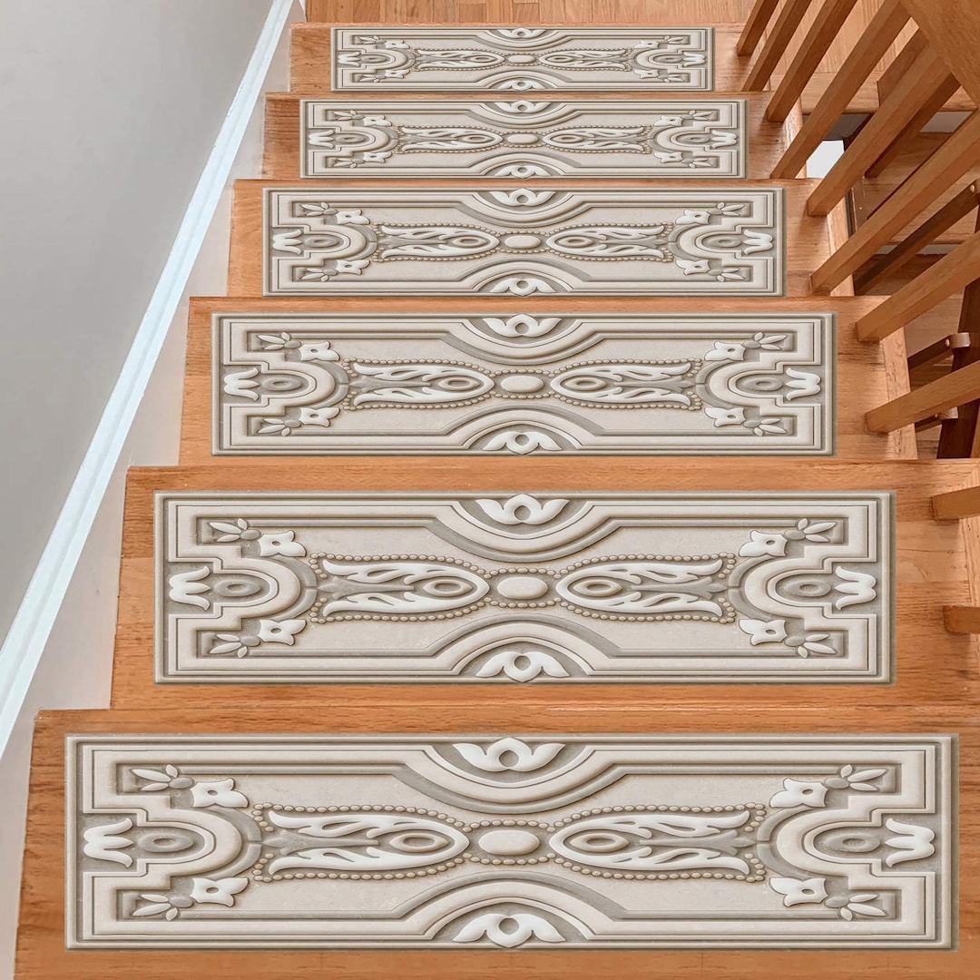 Stair Treads,designer Stair Tread,marble Patterned Stair Rug ...